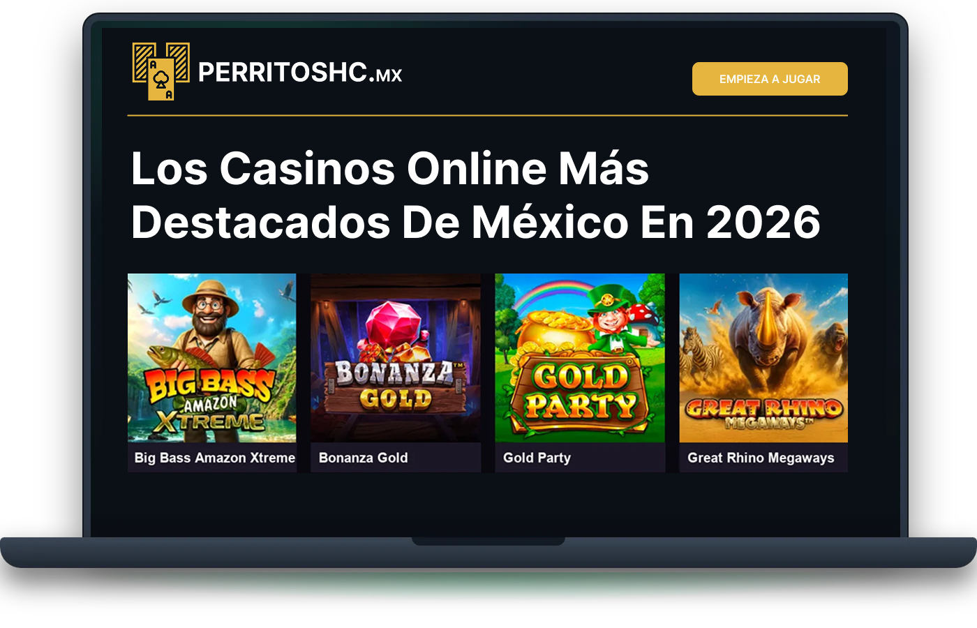Casino en línea abierto en una laptop con tragamonedas y ruleta en vivo